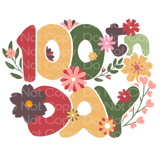 Floral 100 Days of School Transfer Film 2132