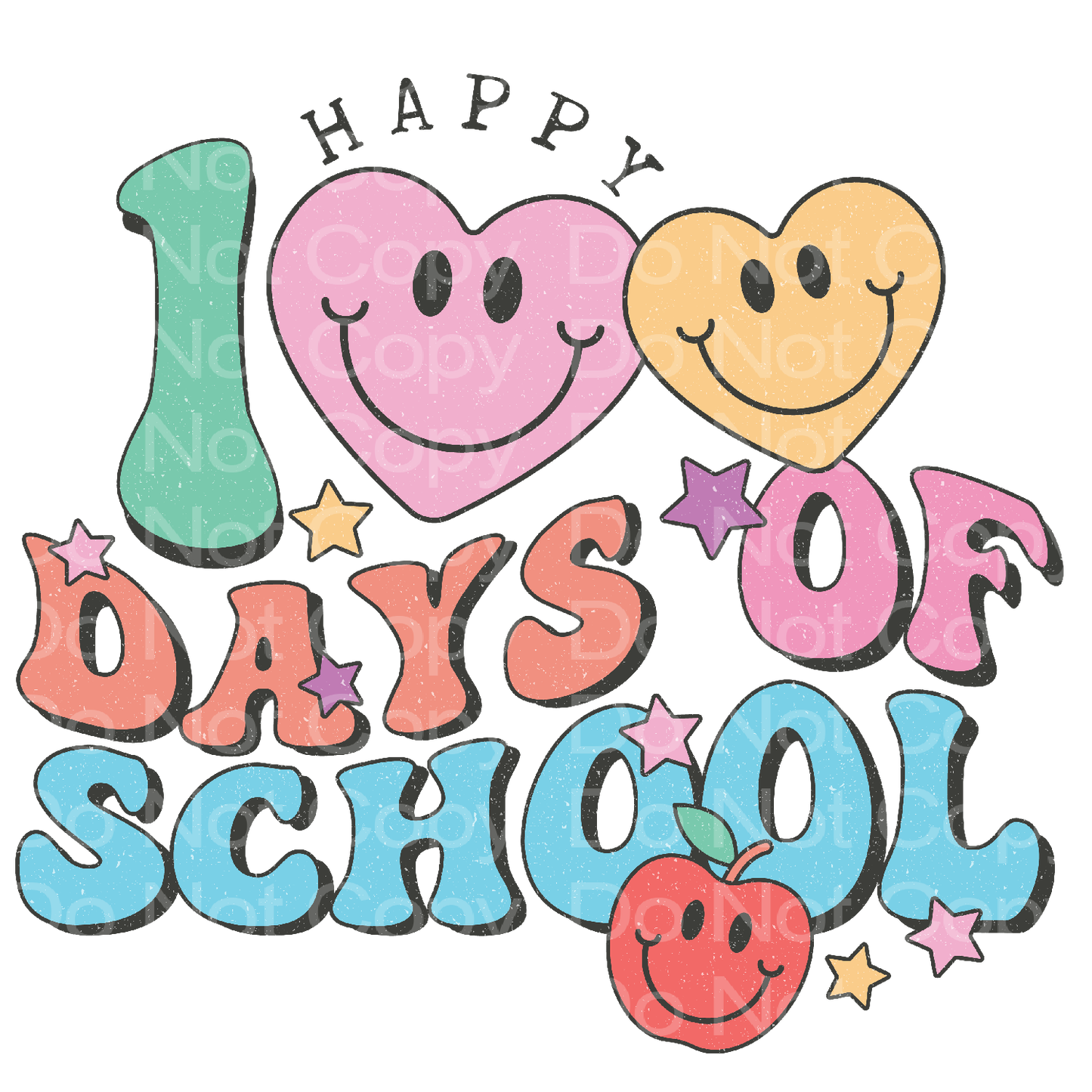 100 Days of School Groovy Hearts Transfer Film 2108
