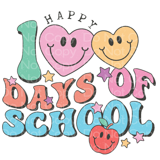 100 Days of School Groovy Hearts Transfer Film 2108