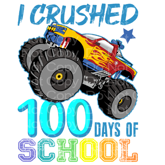100 Days of School Monster Truck Transfer Film 2139
