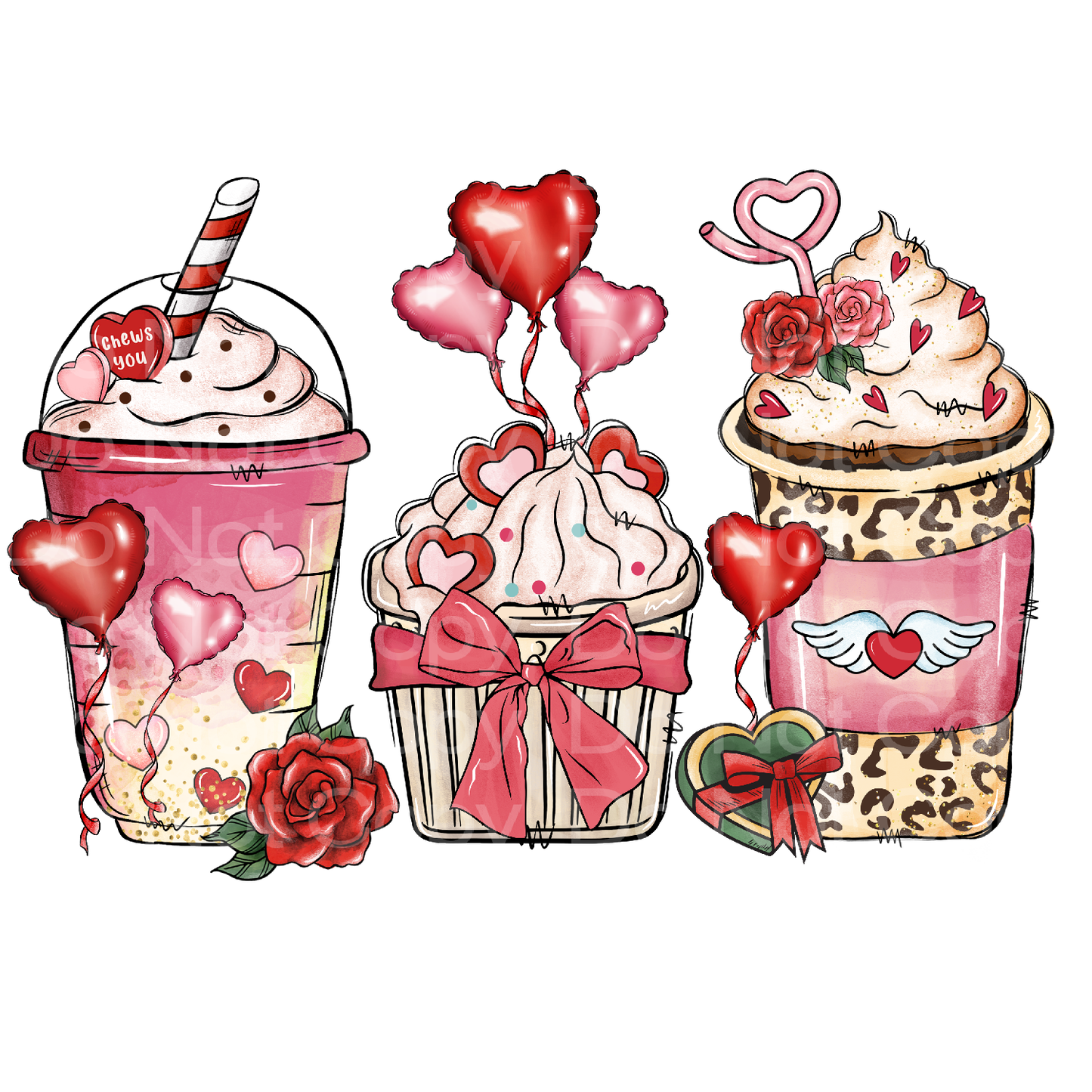 Valentine Cupcake Latte Transfer Film 2433