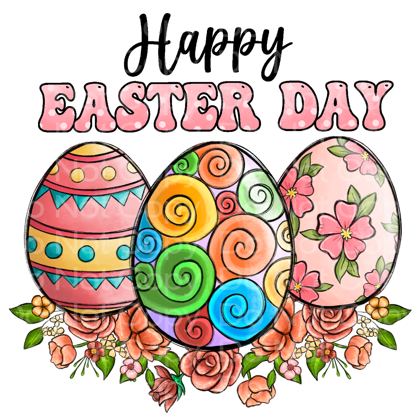 Happy Easter Day Transfer Film 2426
