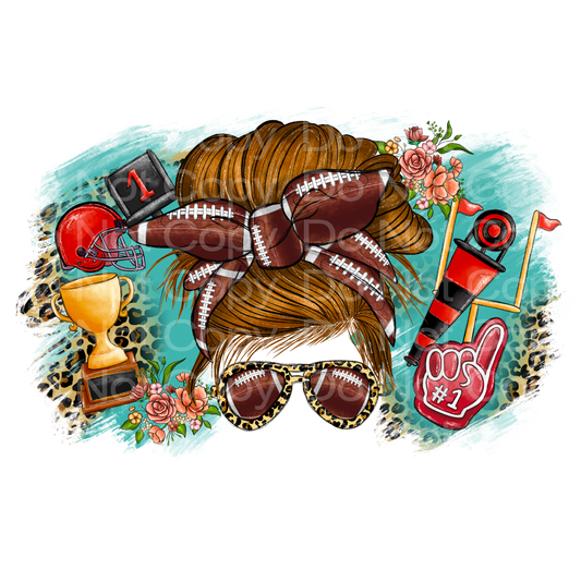 Cheetah Football Messy Bun Transfer Film 1515