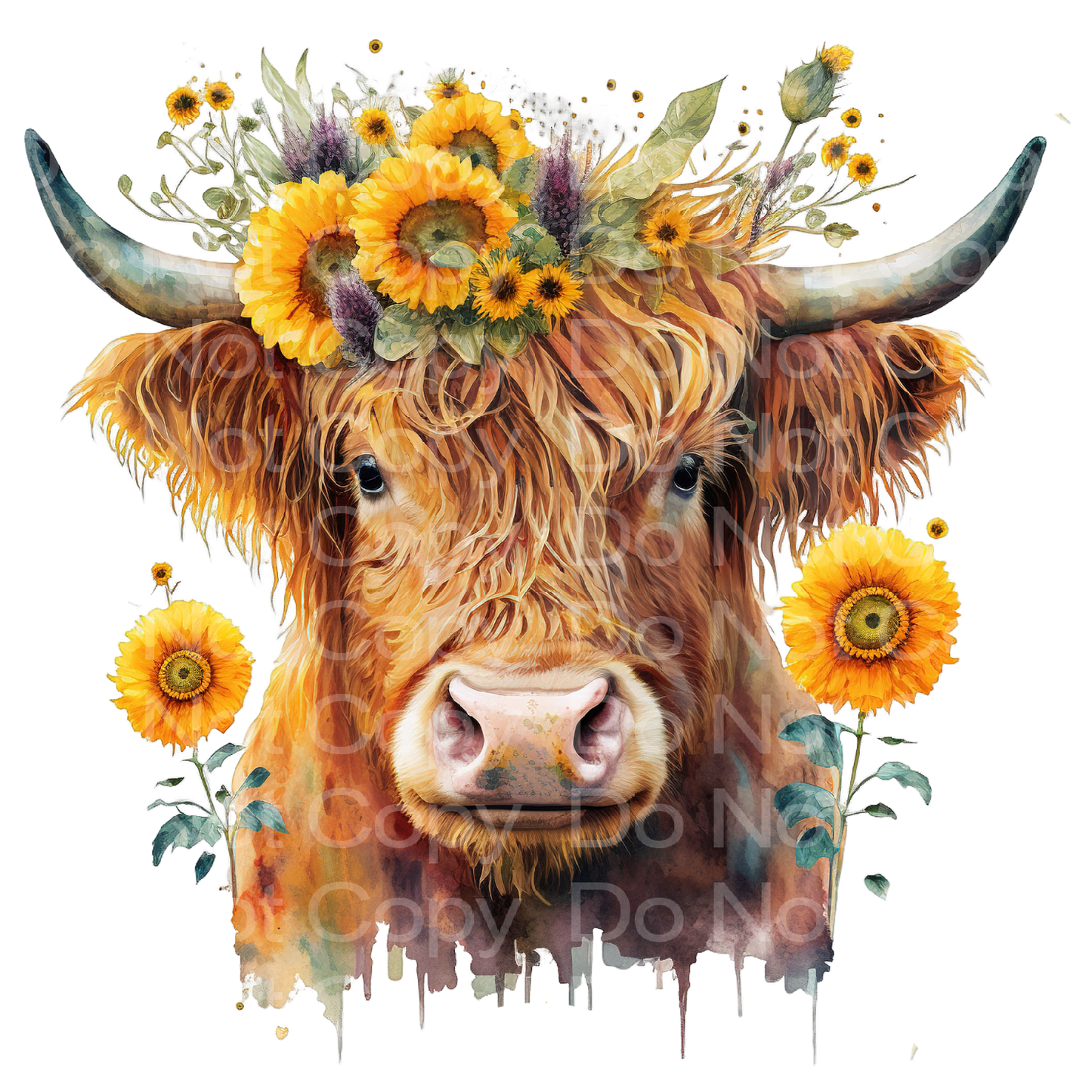 Sunflower Highland Cow Transfer Film 445