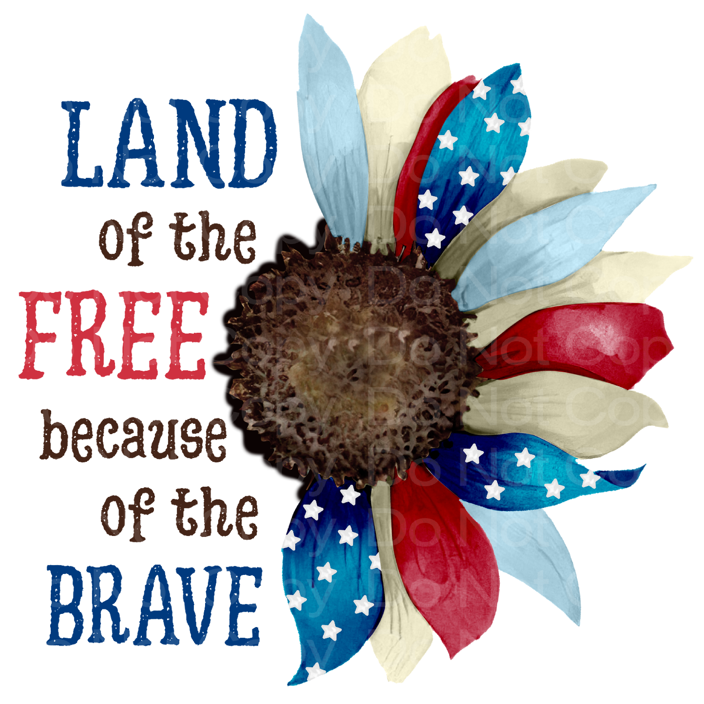 July 4th Land of the Free Sunflower Transfer Film 1653