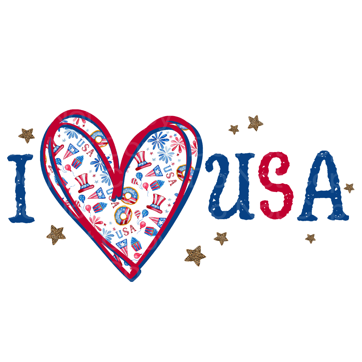 July 4th I Love USA Transfer Film 1652