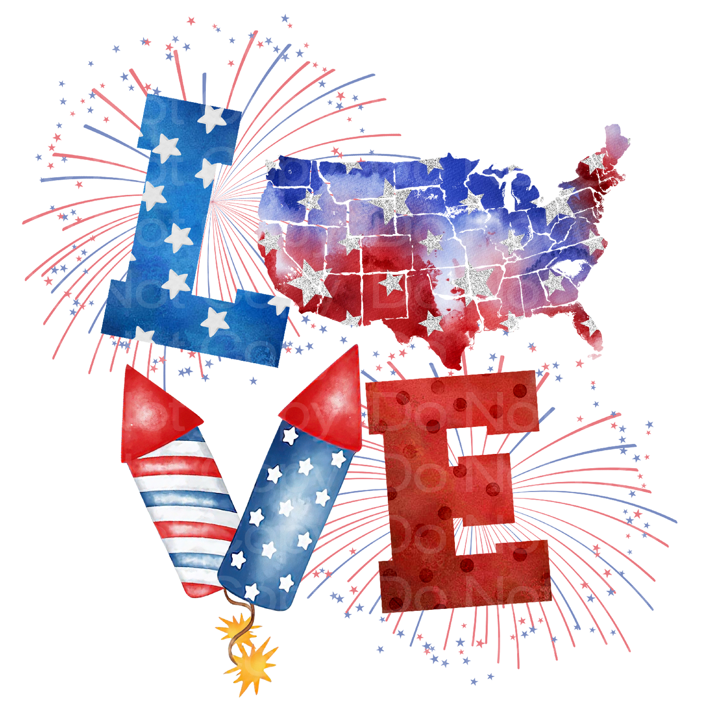 July 4th LOVE Transfer Film 1663