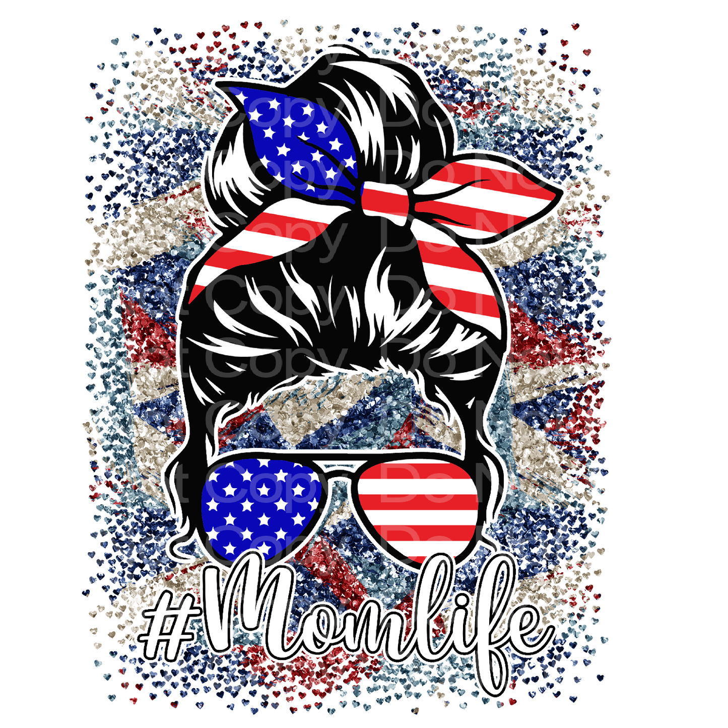 4th of July Messy Bun Transfer Film 1612