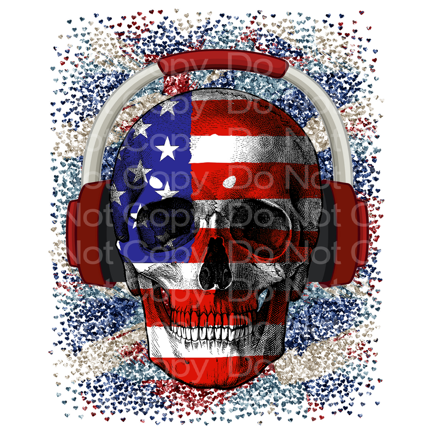 4th of July Headphone Skull Transfer Film 1606