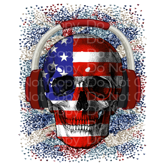 4th of July Headphone Skull Transfer Film 1606
