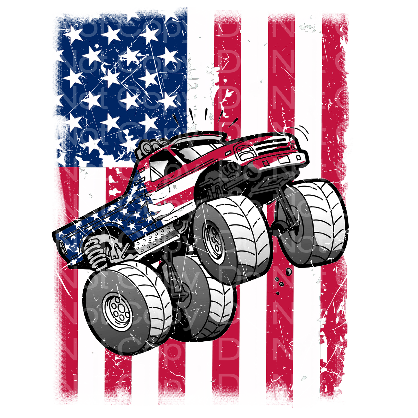 4th of July Monster Truck Transfer Film 1605