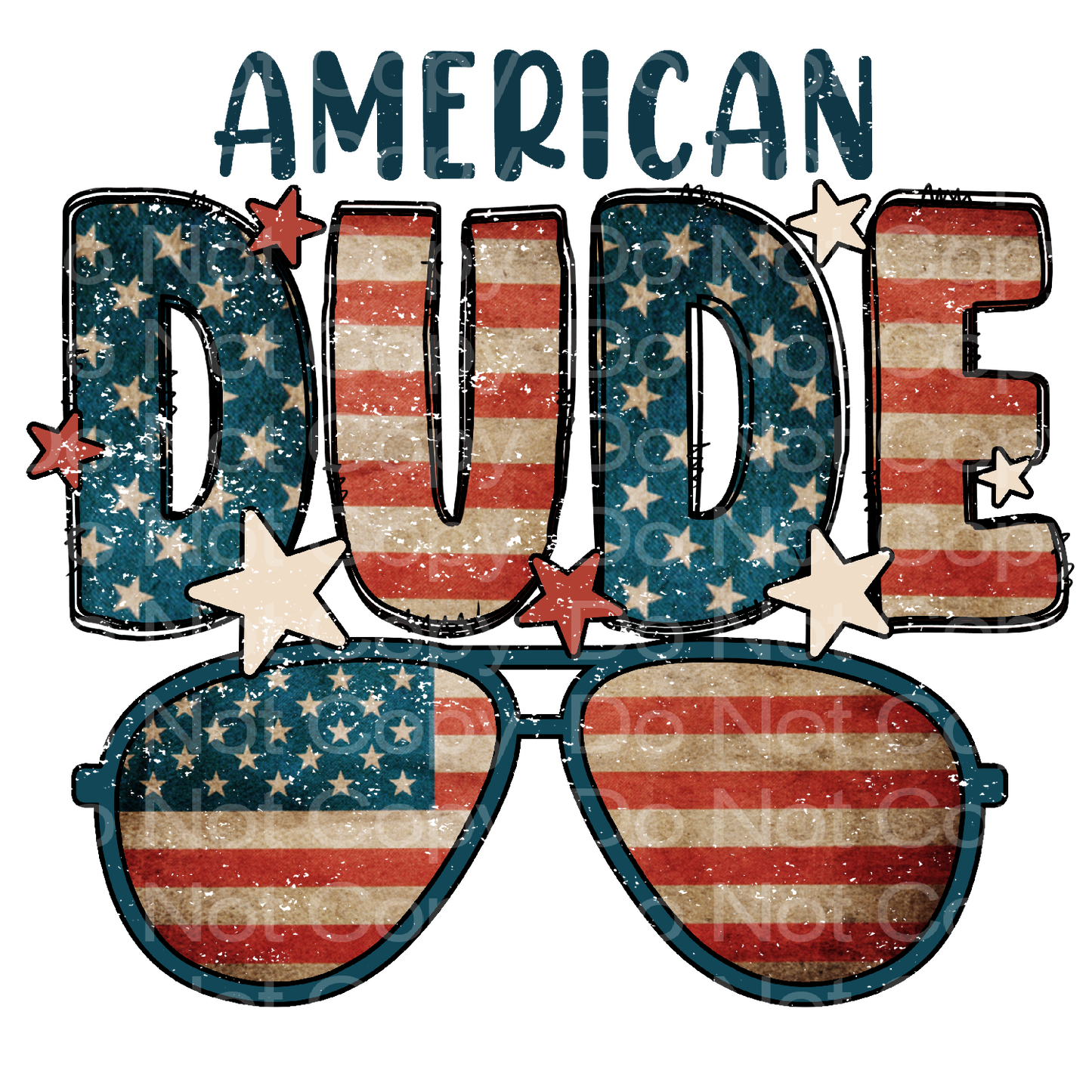4th of July American Dude Glasses Transfer Film 1628