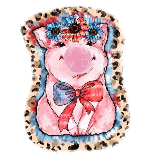 4th of July Pig Bubble Gum Transfer Film 1632