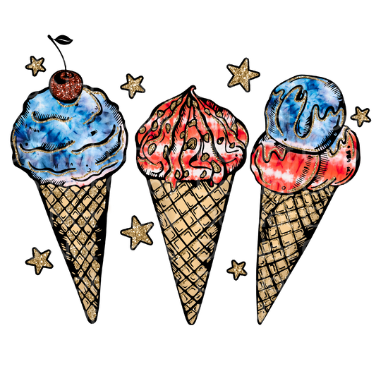 4th of July Ice Cream Cones Transfer Film 1630