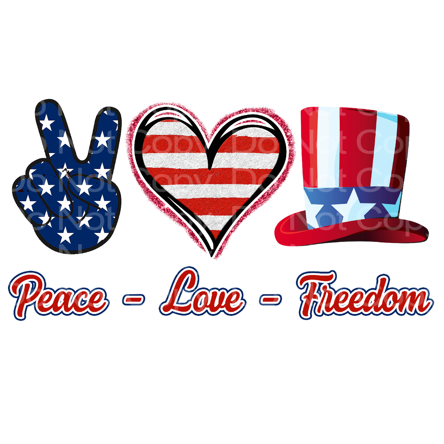 4th of July Peace Love Freedom Transfer Film 1610