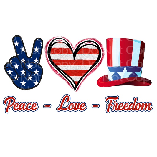 4th of July Peace Love Freedom Transfer Film 1610