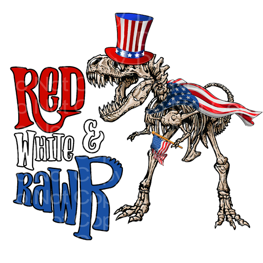4th of July Red White & Rawr Transfer Film 1633