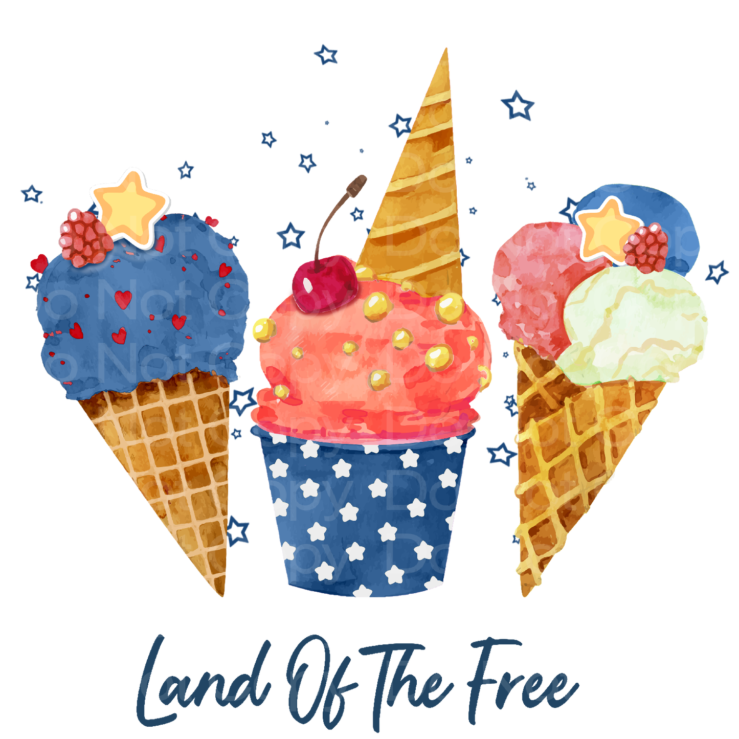 July 4th Land of the free Ice Cream Transfer Film 1657