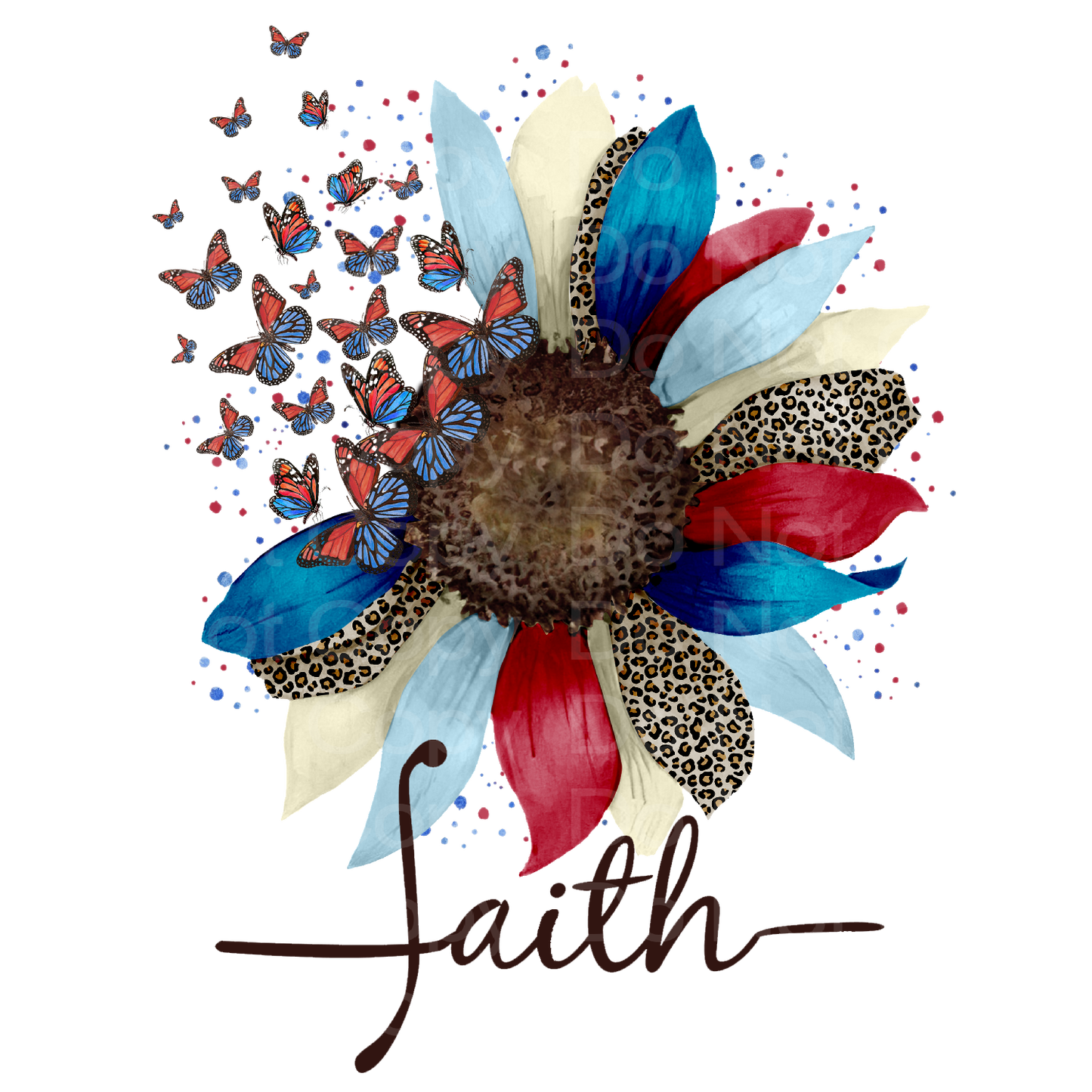 July 4th Sunflower Butterflies Transfer Film 1656