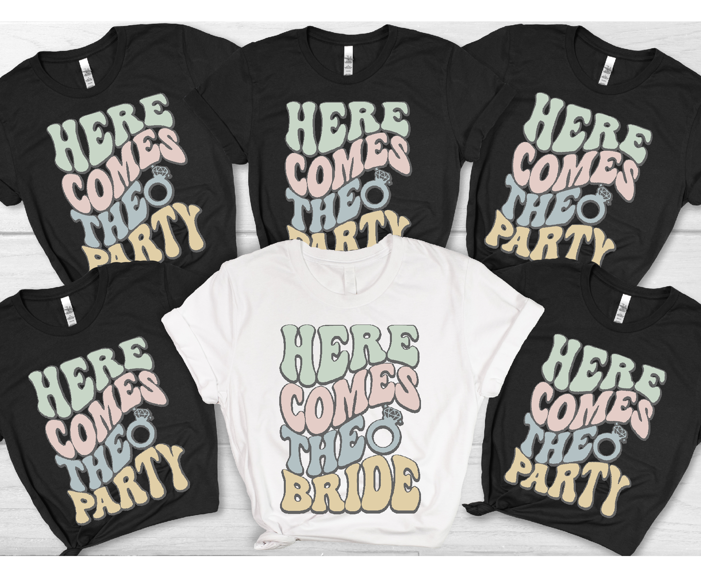 Here Comes The Bride The Tribe Bachelorette Matching Adult Cotton T-shirt