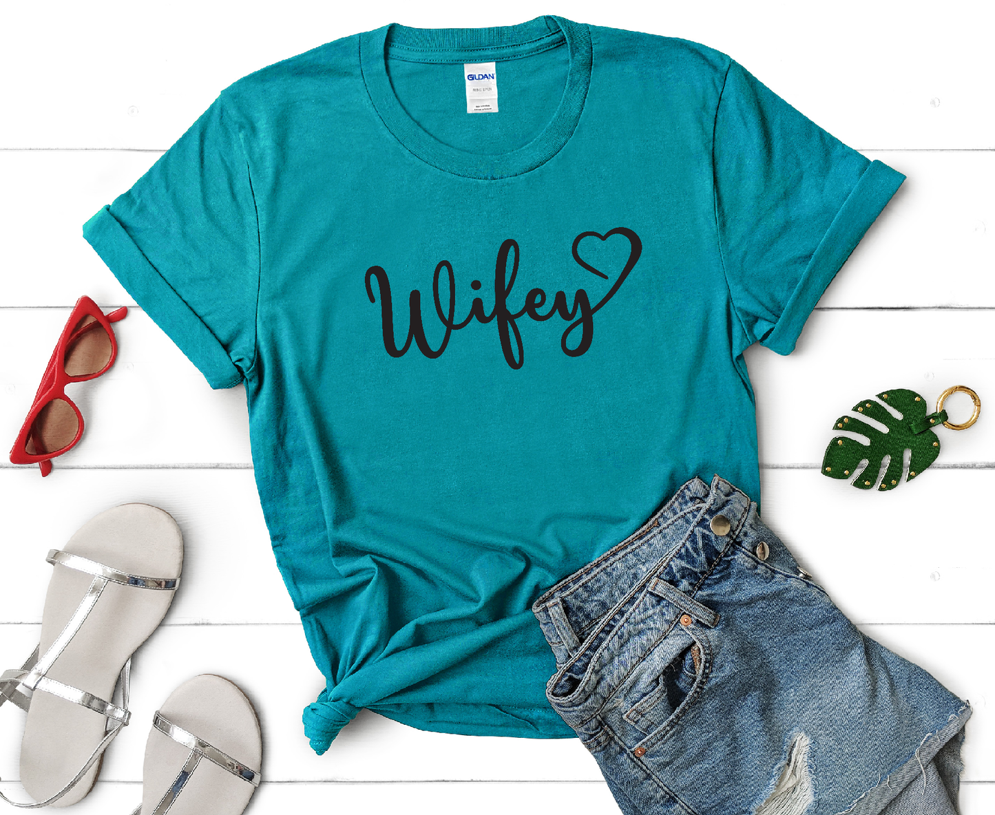 Wifey Heart Script Adult Cotton T-shirt