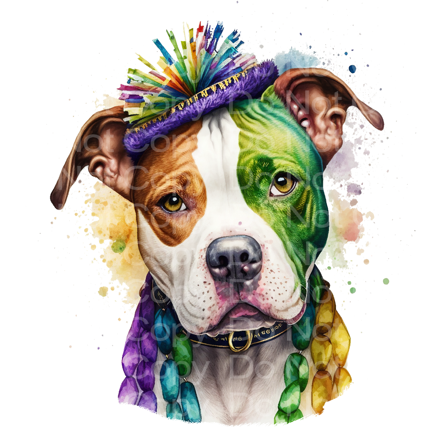 Mardi Gras Pit bull Dog Transfer Film 1431