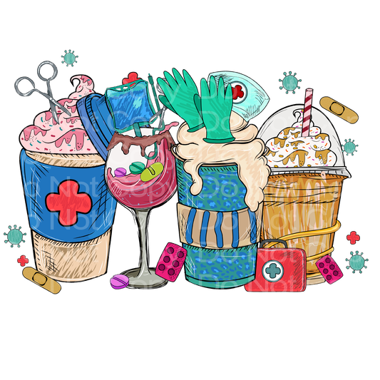 Nurse Latte Drinks Transfer Film 1852