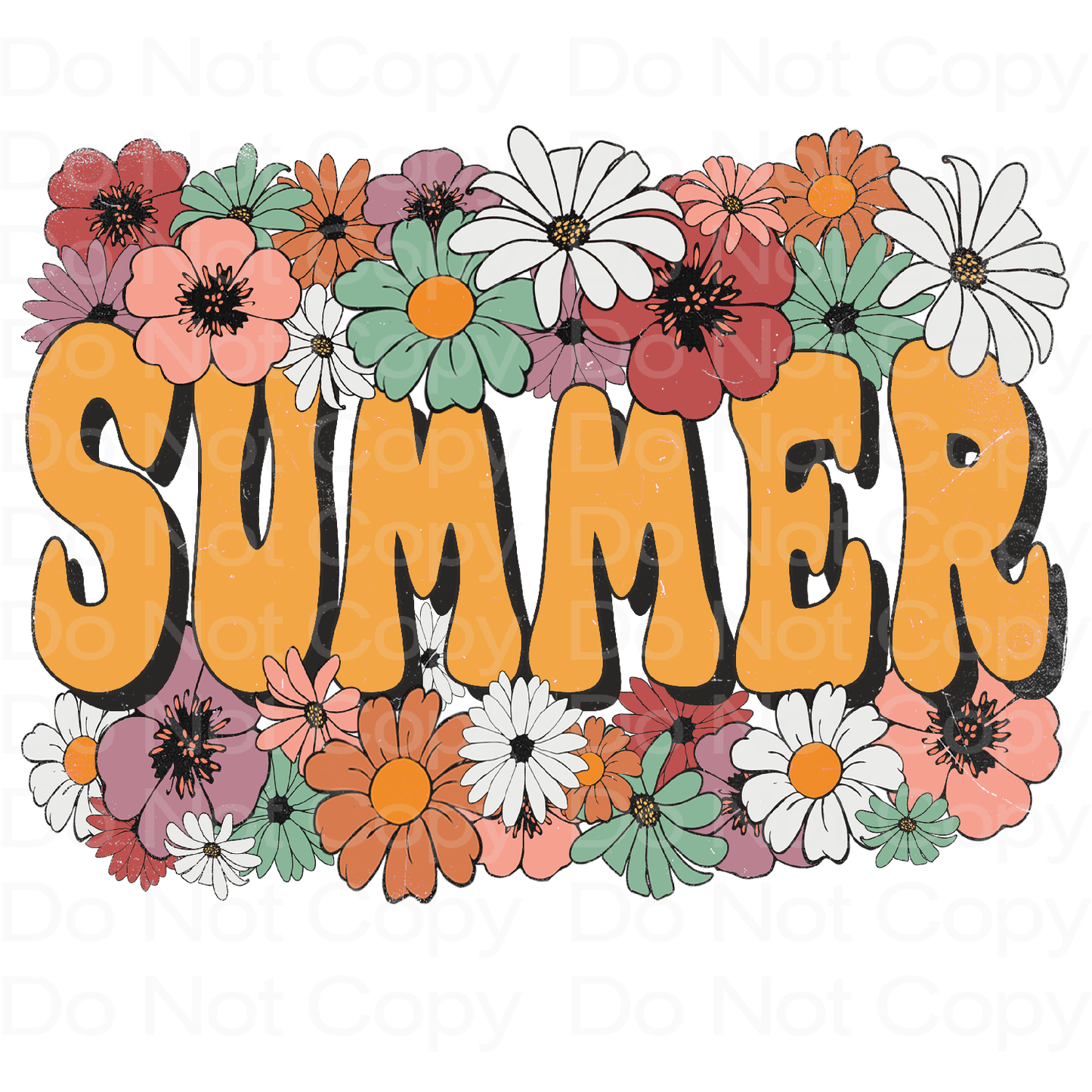 Retro Summer Flowers Transfer Film 6004