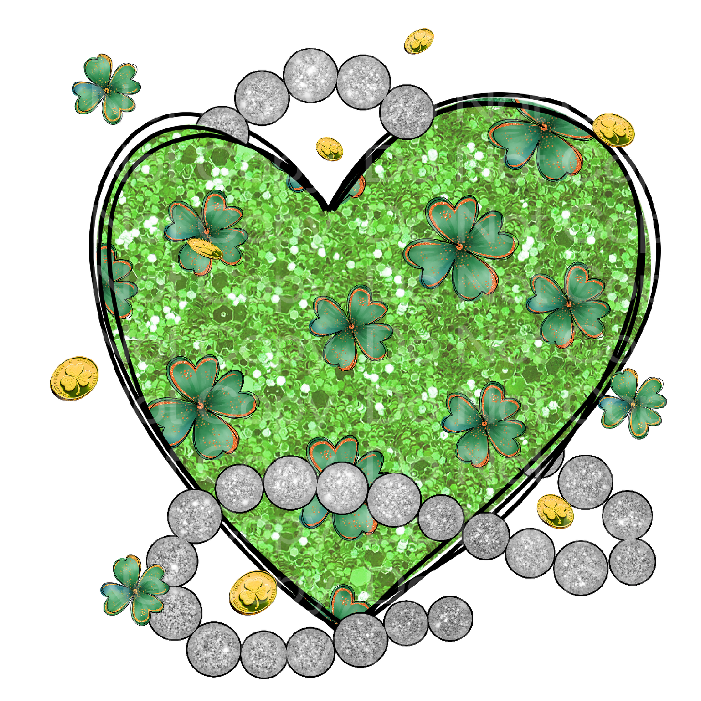 St Patrick's Hearts and beads Transfer Film 1427