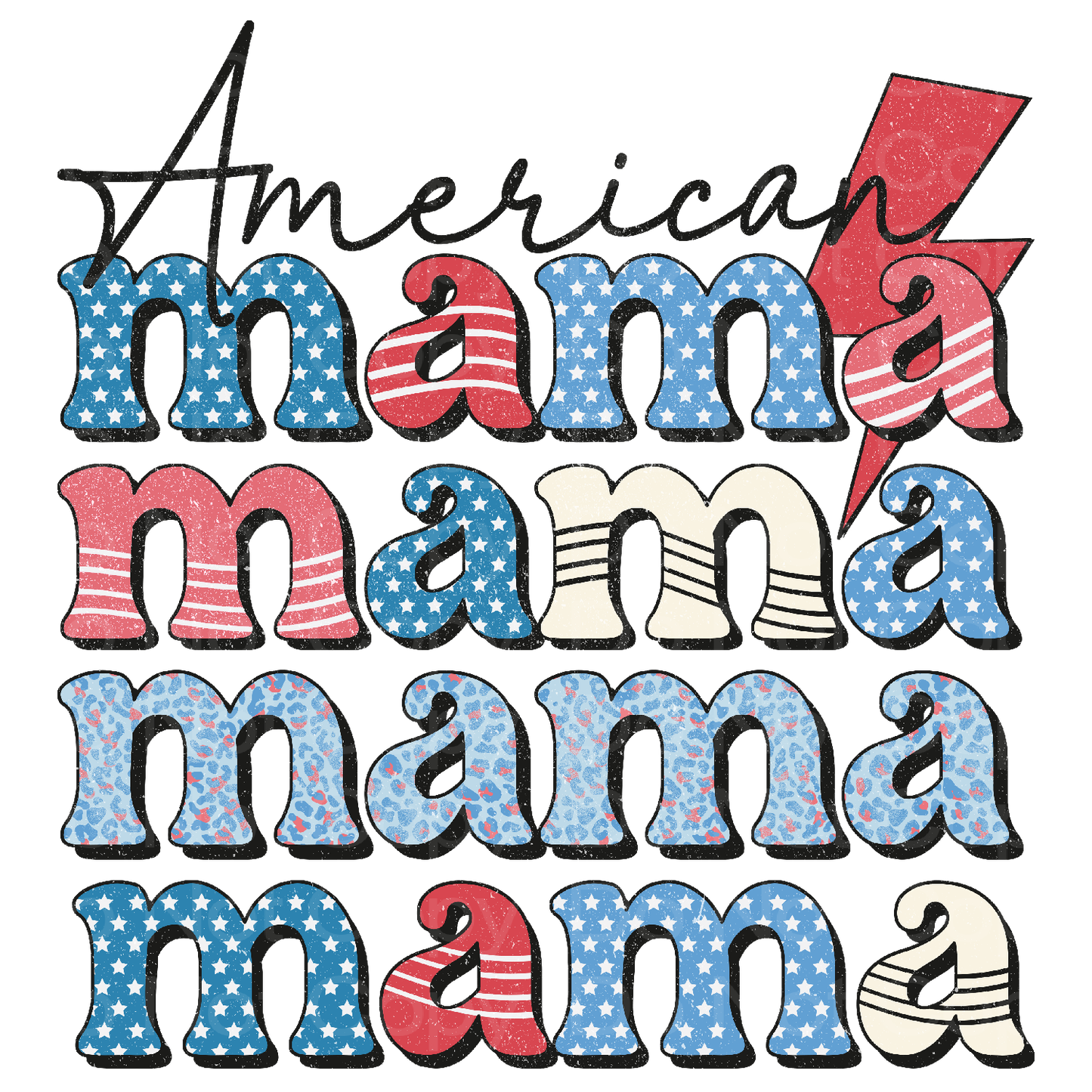American Flag Mama Matching Transfer Film 2634