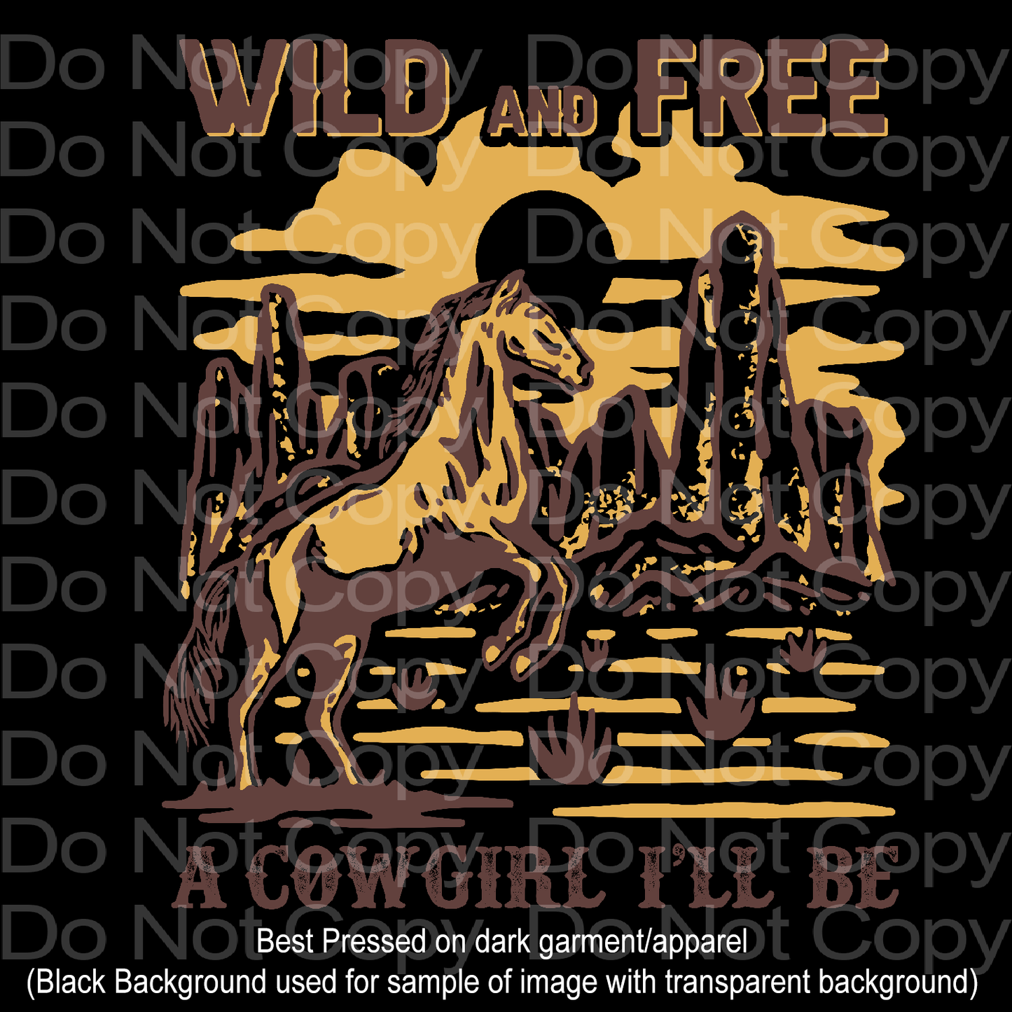 Western Wild and Free Cow Girl Transfer Film 436