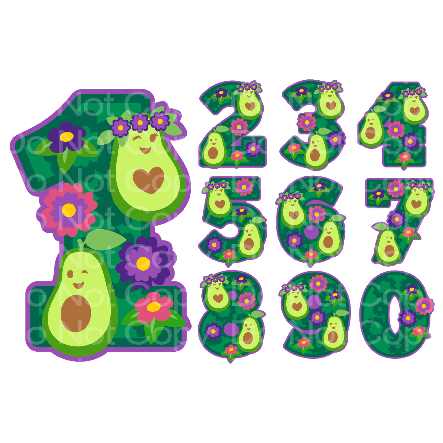 Avocado Celebration Number Transfer Film 3014