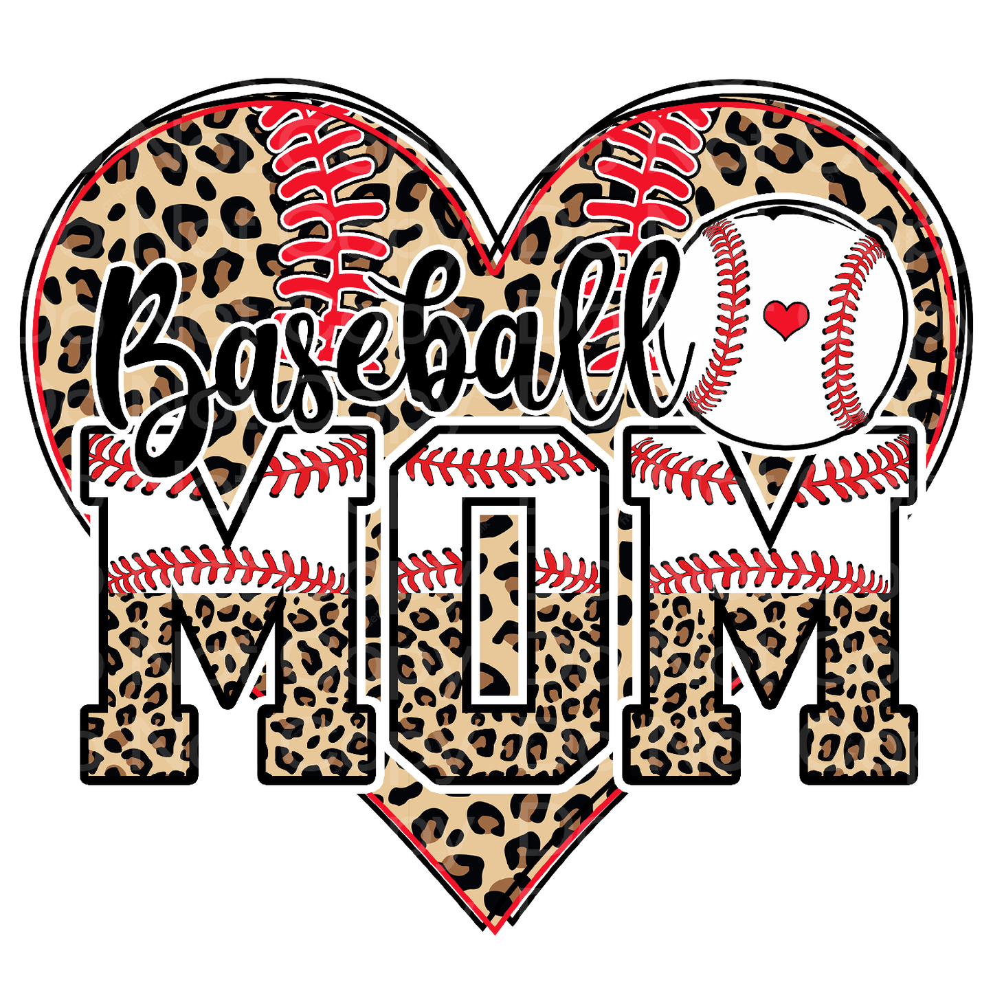 Heart Baseball Mom Transfer Film 0316