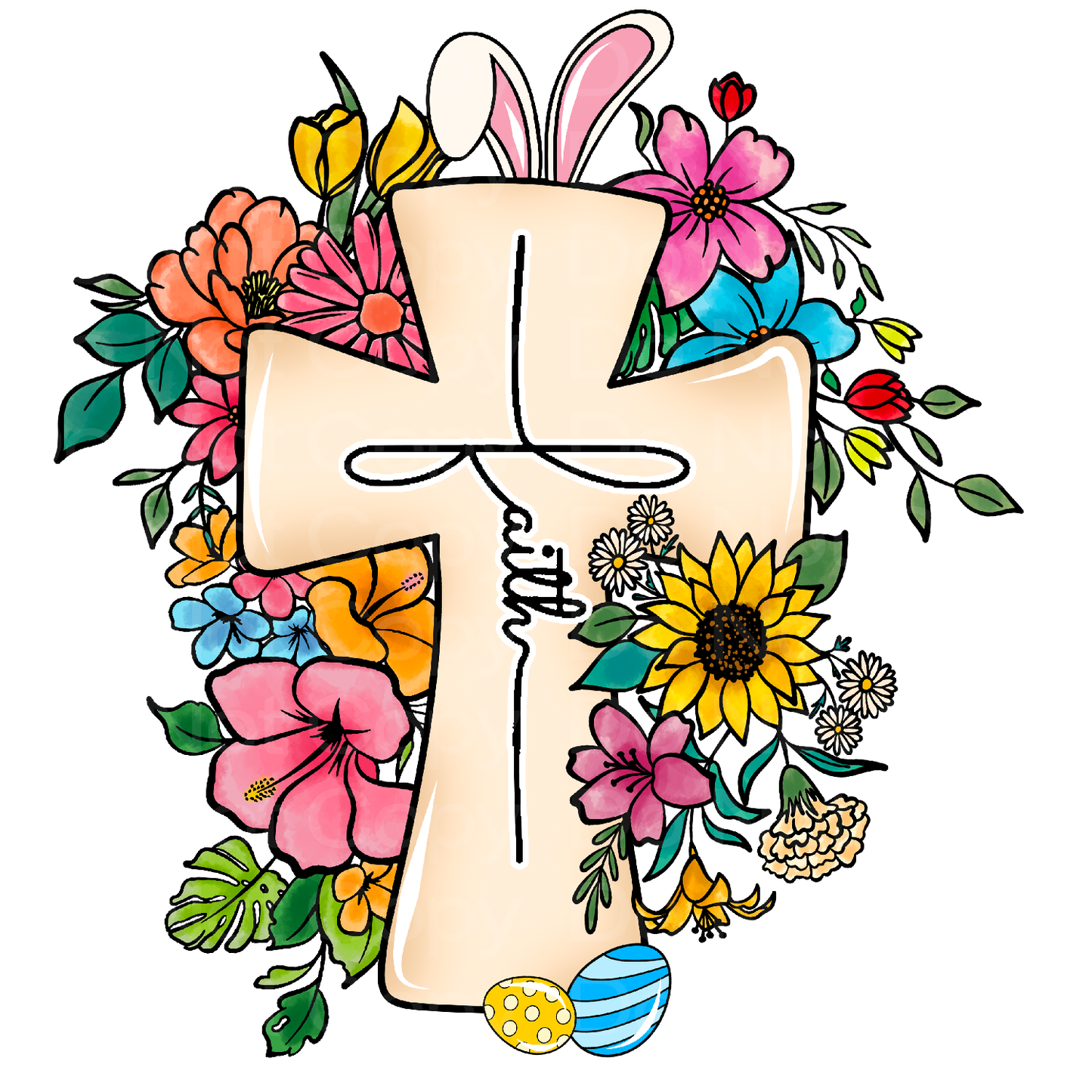Easter Faith Cross Transfer Film 2477