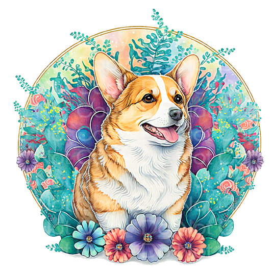 Floral Corgi Dog Transfer Film 438