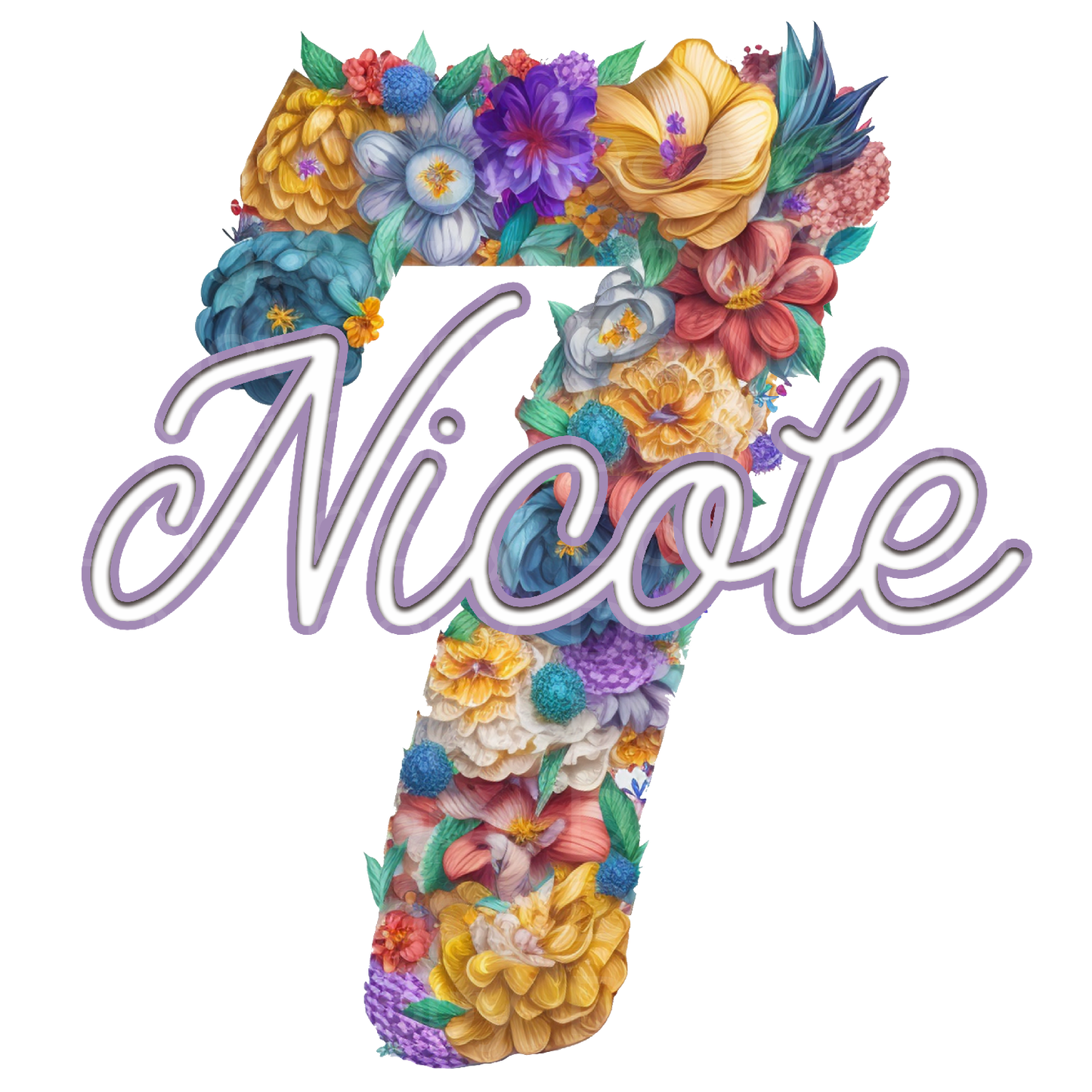 Customize it! Pretty Floral Birthday Year Number with Name Transfer Film 5027