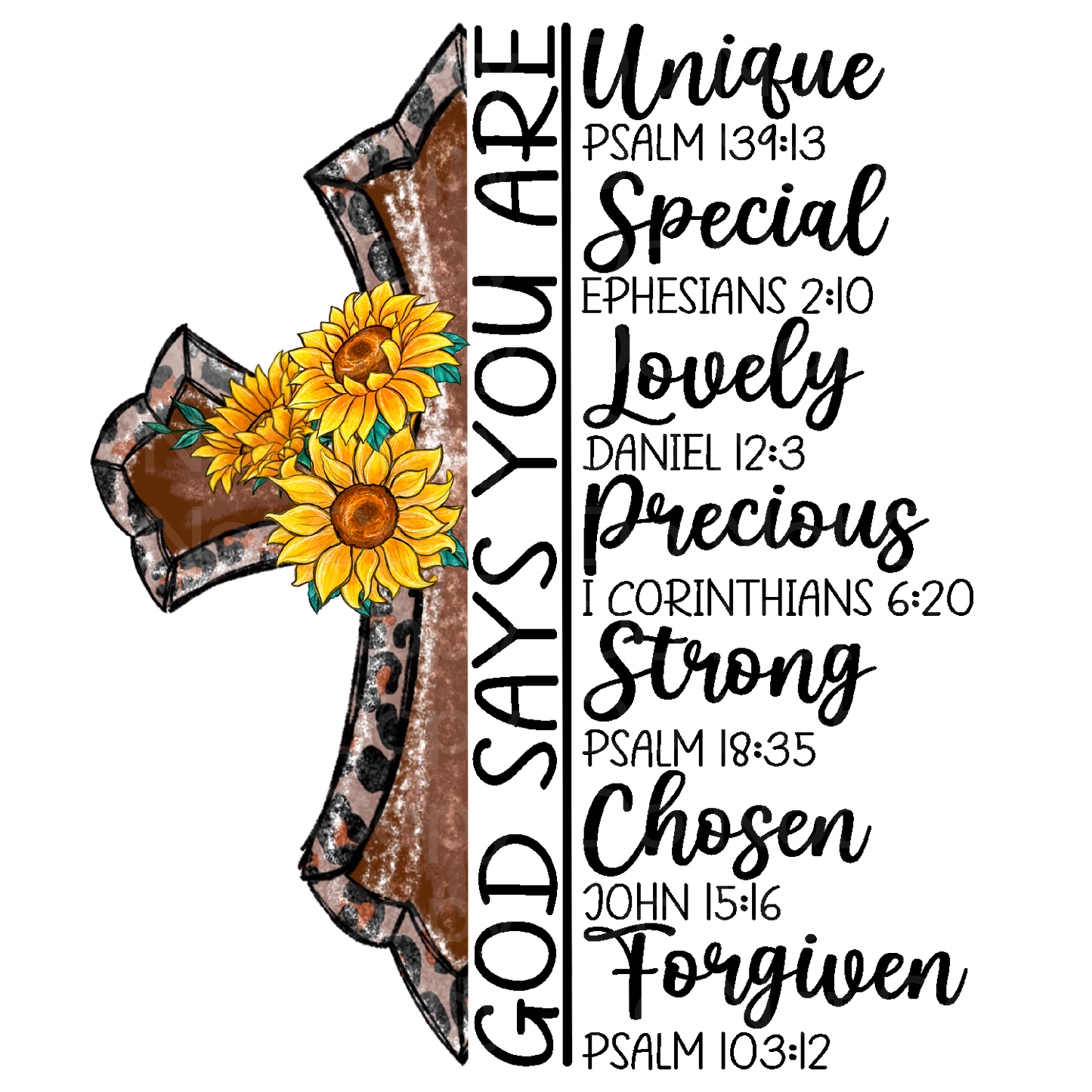 Sunflower Cross God Says.. Transfer Film 1536