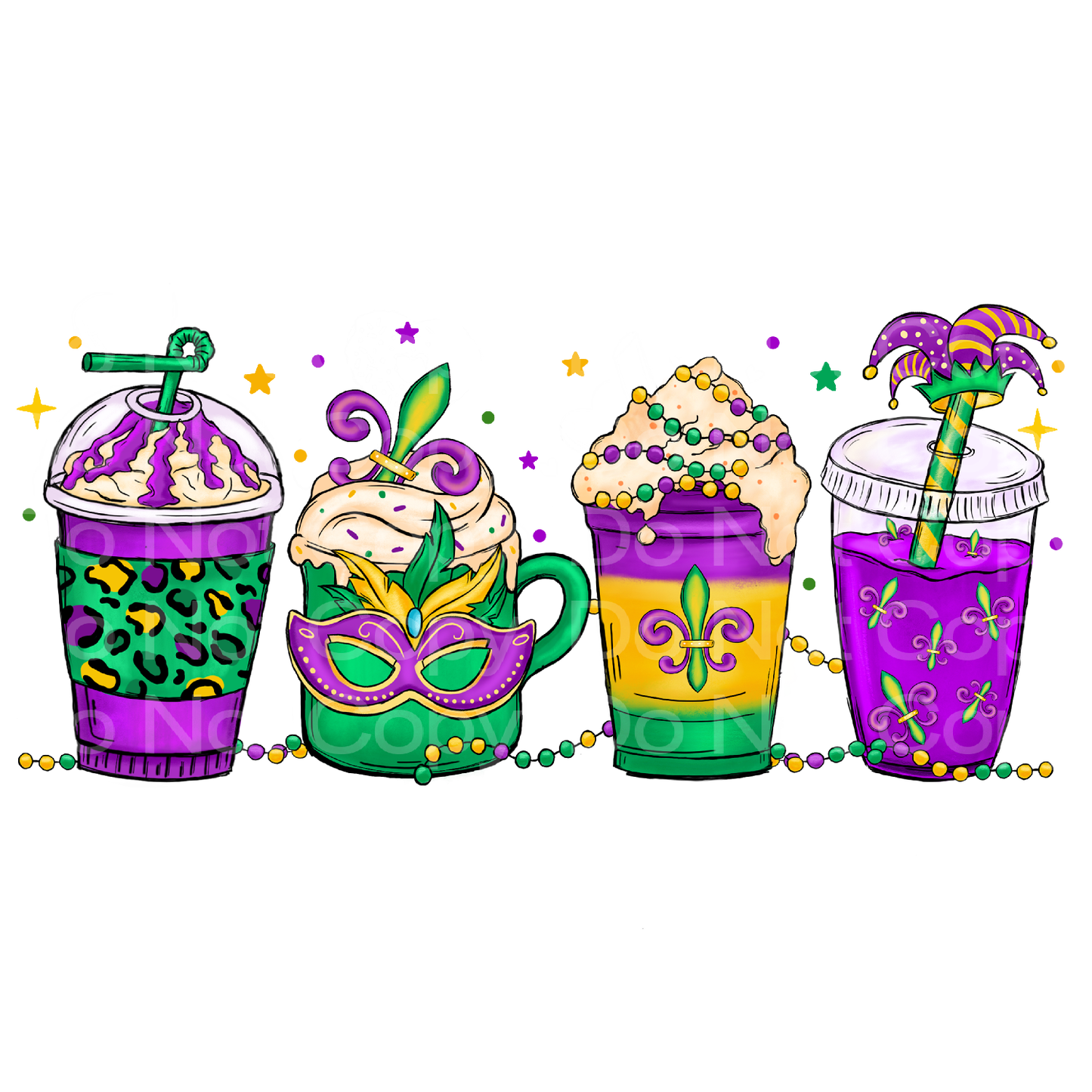 Mardi Gras Coffee Drinks Transfer Film 2443