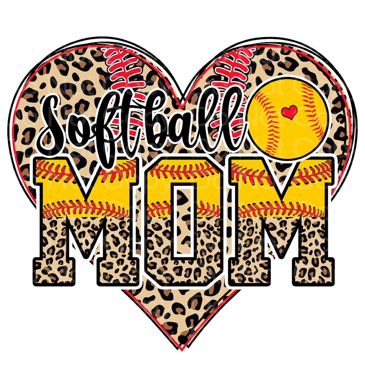 Heart Softball Mom Transfer Film 0312