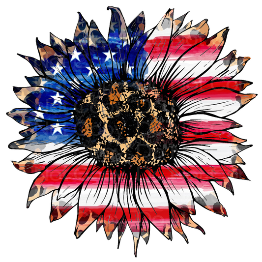 Patriotic Sunflower Flag Transfer Film 1647