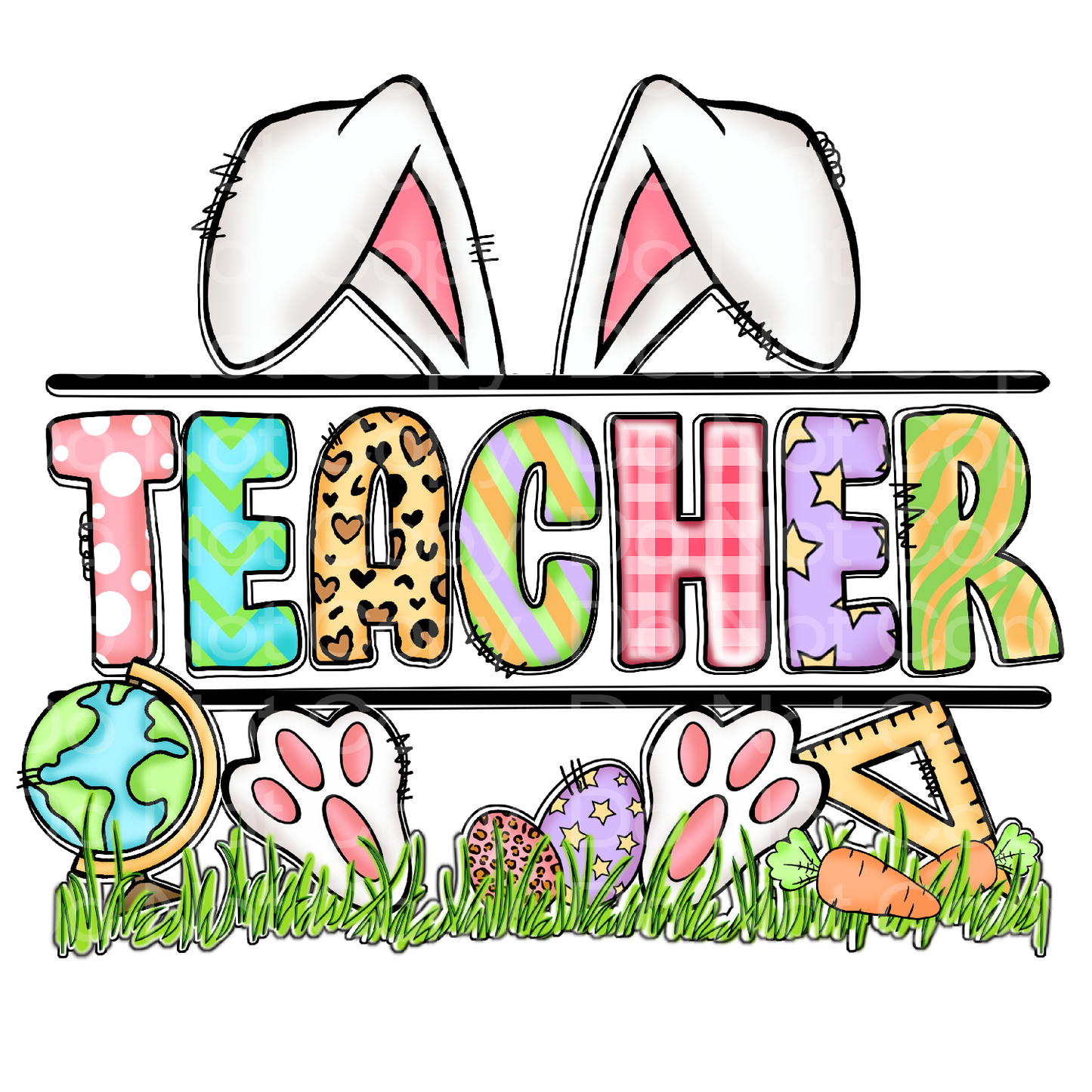 Teacher Bunny Ears Transfer Film 1852