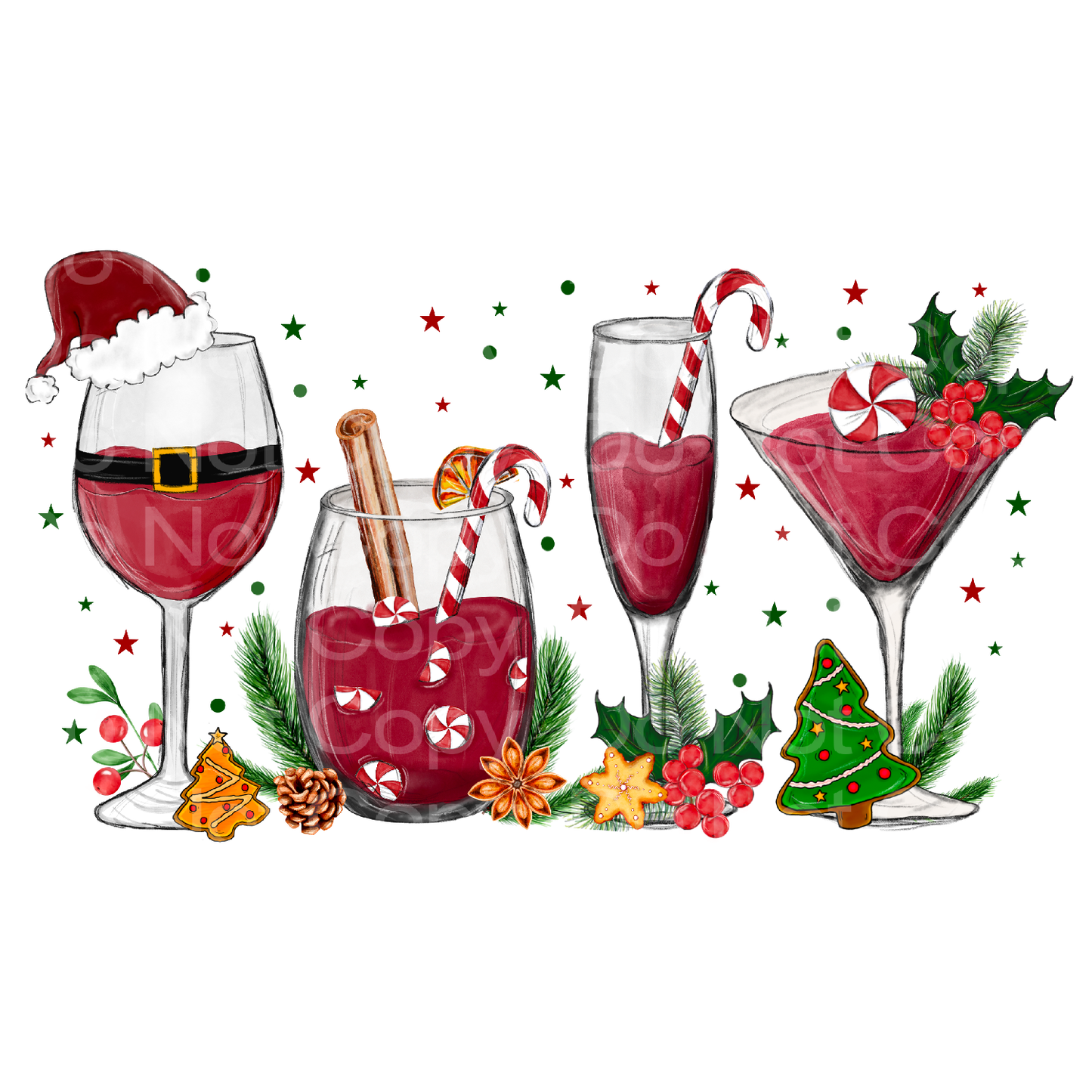 Christmas Wine Drinks Transfer Film 2447
