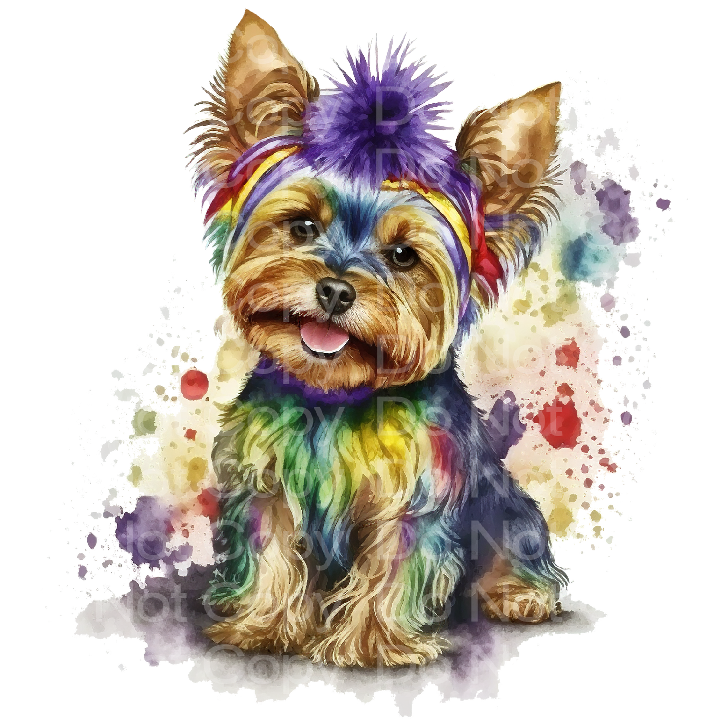 Mardi Gras Yorkie Dog Transfer Film 1432