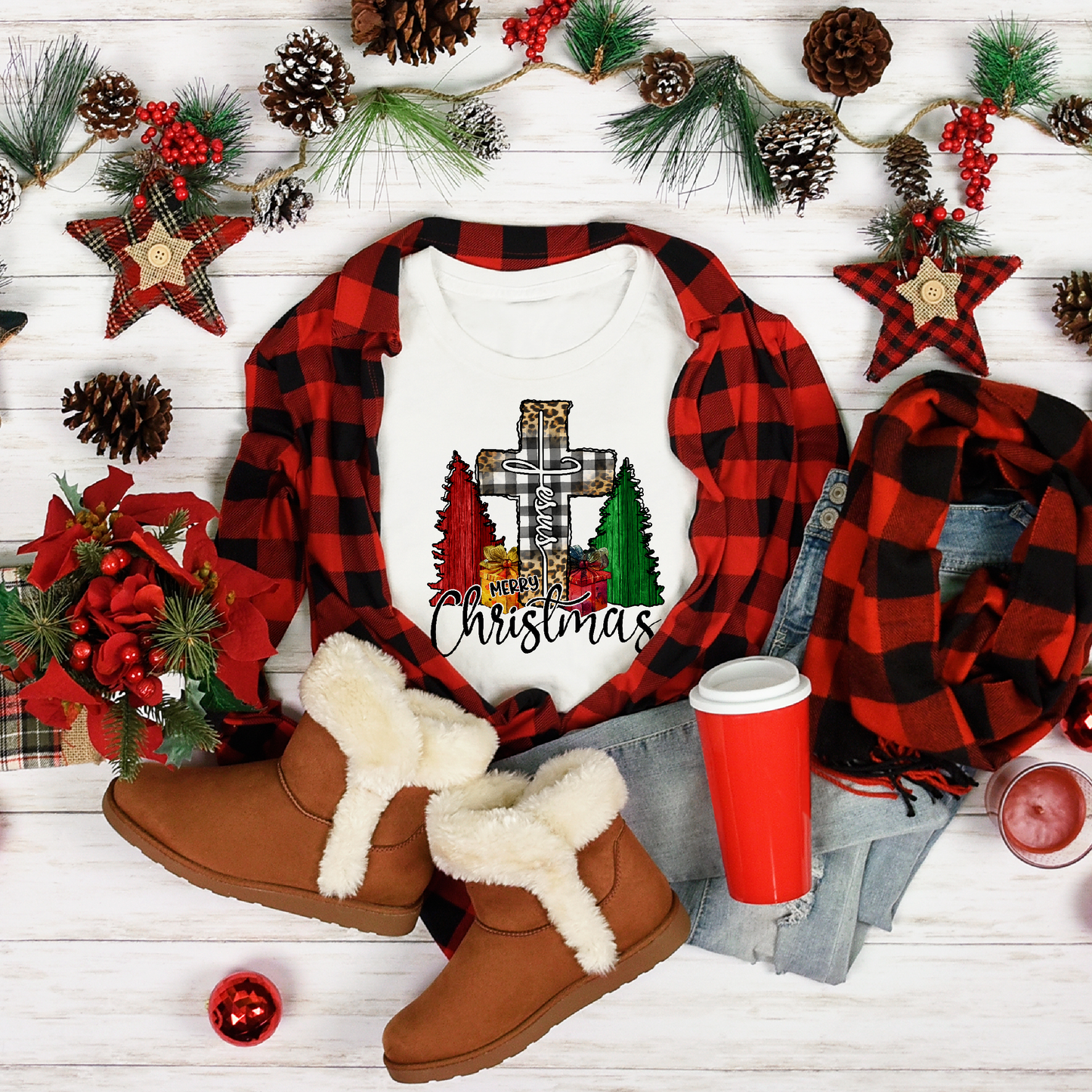 Christmas Merry Christmas Jesus Women's White Tee