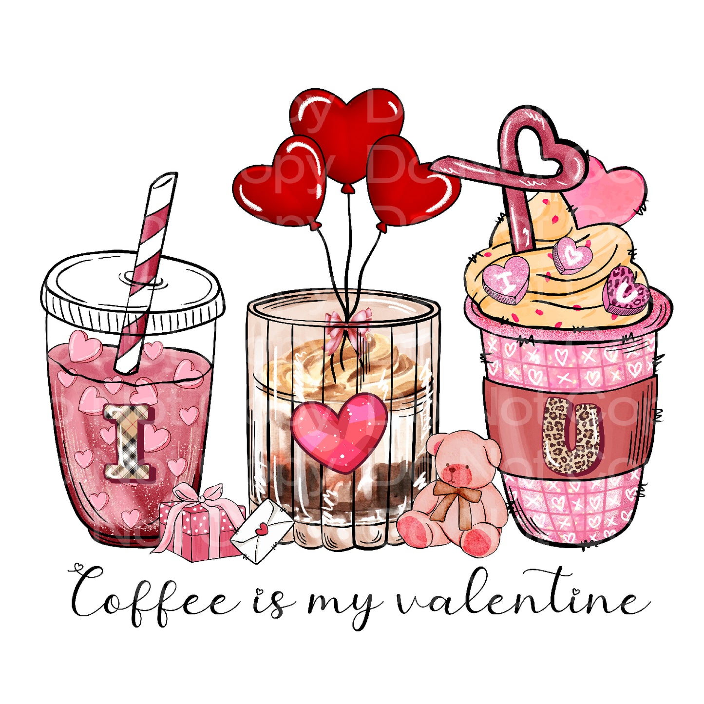 Coffee is my Valentine Bear Transfer Film 222