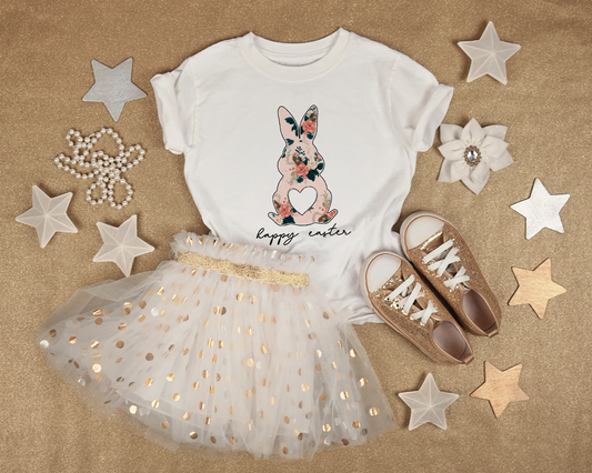 Happy Easter Rose Bunny Youth Cotton T-shirt