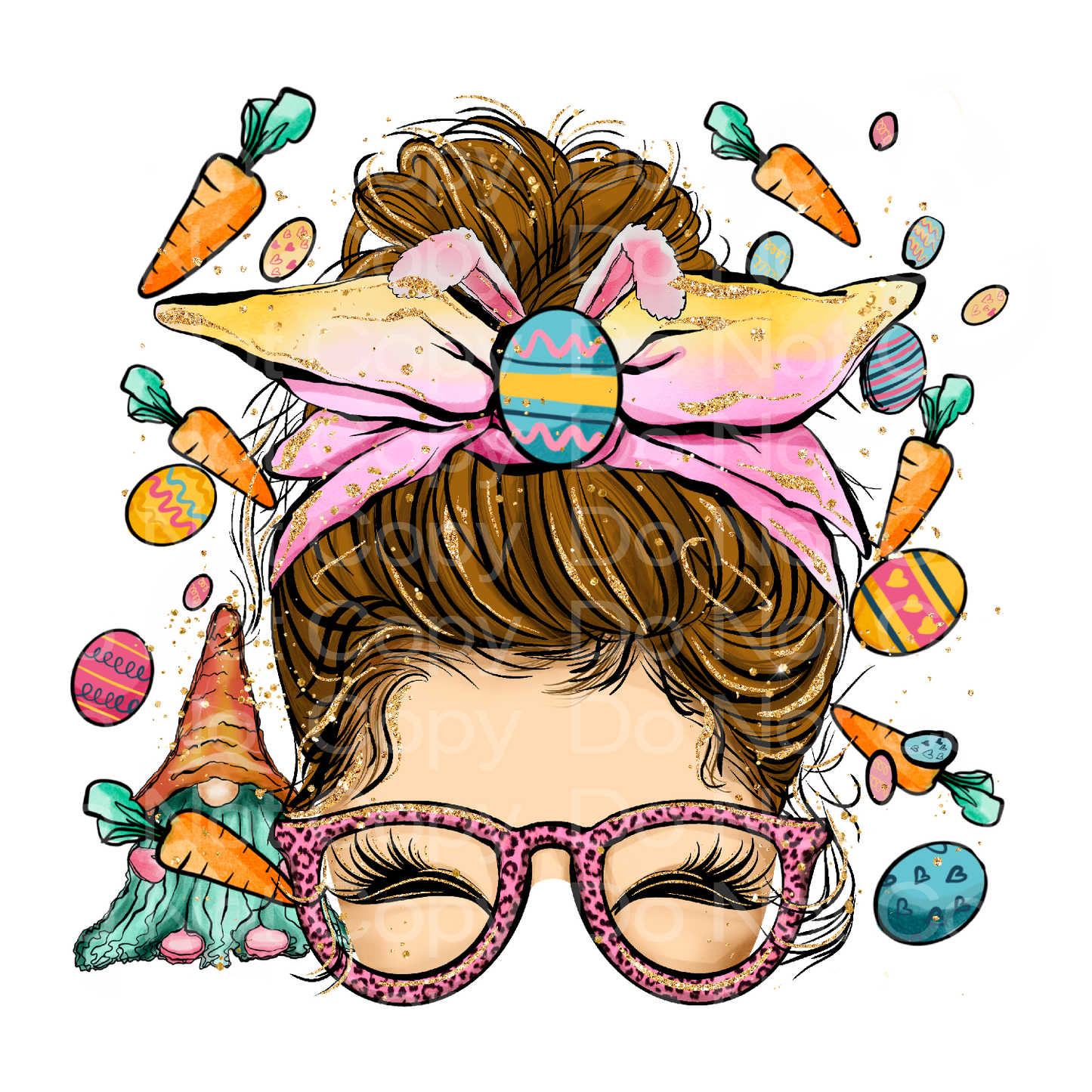 Messy Bun Easter Transfer Film 1803