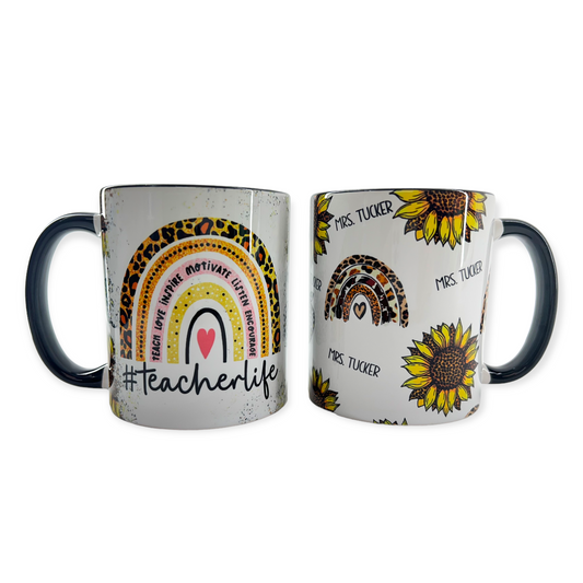 Teacher Gift Teacher Life Hashtag Mug with Name 11 oz.