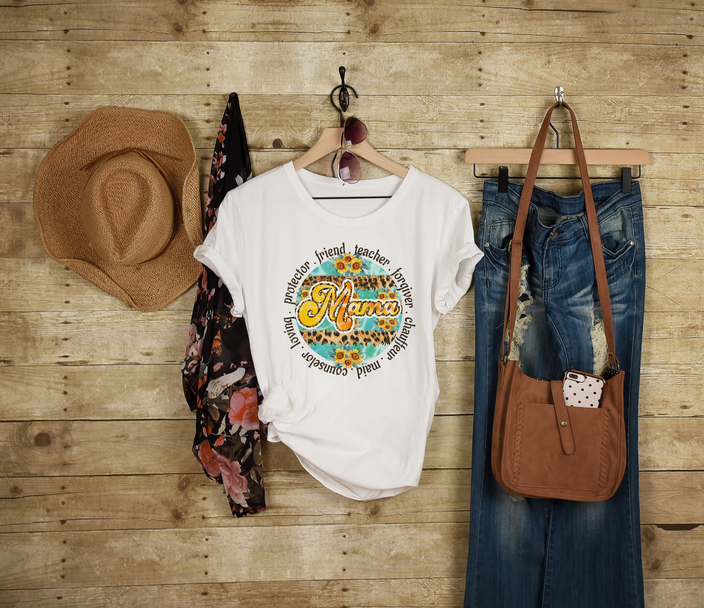 Mama Sunflower Quotes Adult Cotton T-shirt