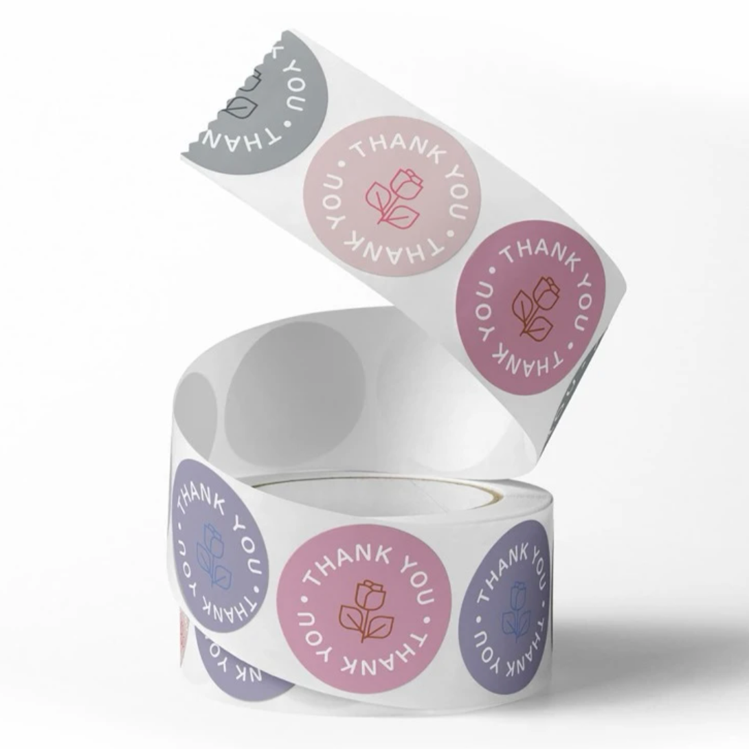 Thank you 1” 4 Color Sticker Roll